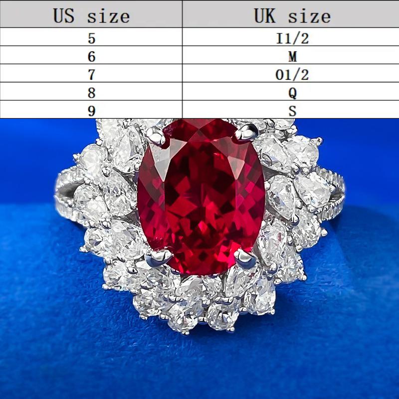 S925 sterling silver oval ring 8*10mm 6A red cubic zirconia ring fashion jewelry accessory woman girl promise ring Springtok-291(35%)