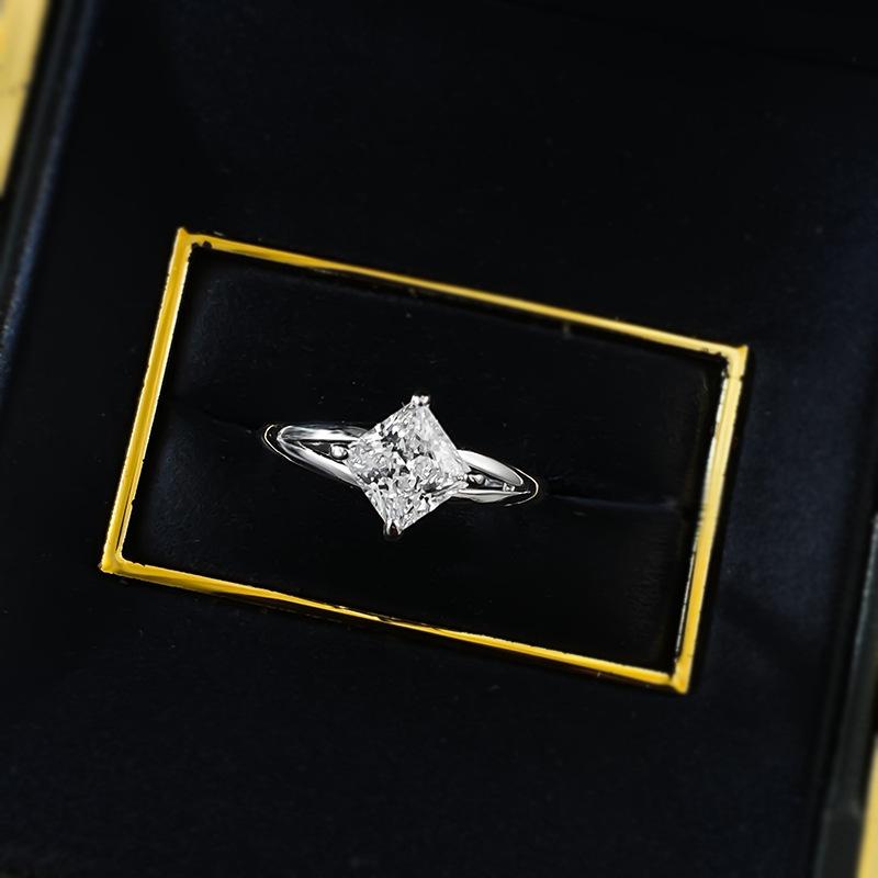 S925 Sterling Silver Princess Cut Square Ring 6*6mm 6A Cubic Zirconia Ring-283(35%)