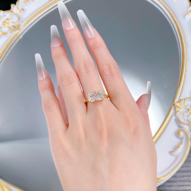 S925 Sterling Silver Ice Flower cut rectangular ring 7*11mm 8A cubic zirconia ring fashion jewelry accessory woman girl promise ring-391(35%)