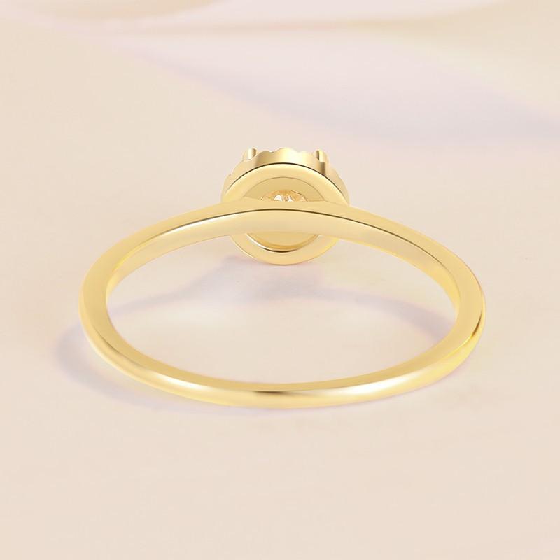 S925 Sterling Silver Golden Oval Thin Ring Synthetic Moissanite Ring-262(35%)