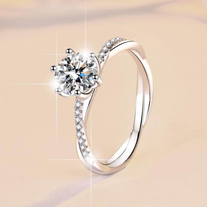 S925 Sterling Silver Love Interwoven Ring Synthetic Moissanite Ring fashion jewelry accessory woman girl promise ring-193(35%)