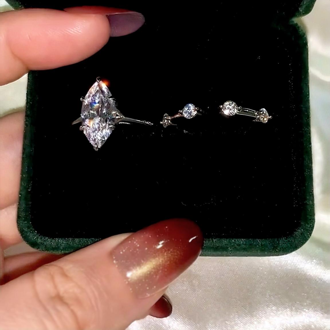 S925 Marquise Ring 7*14mm 6A Cubic Zirconia Ring Plain Circle fashion jewelry accessory woman girl promise ring-103(35%)