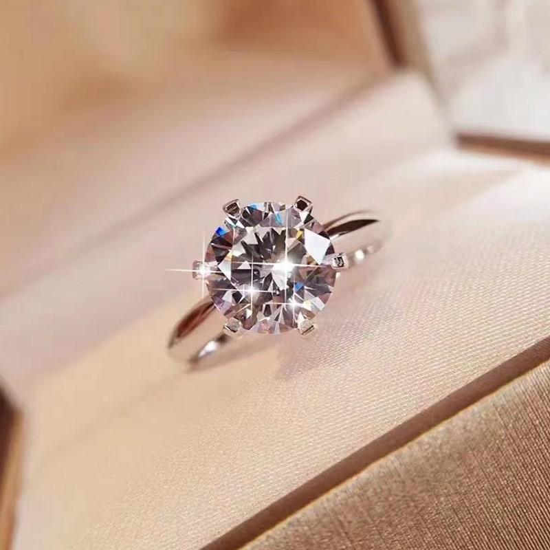 Blue-S925 Sterling Silver D Color Synthetic Moissanite Six-claws Ring 1/2/3/5 Carat Elegant Luxury Daily Life Woman Birthday Gift Engagement-235(35%)
