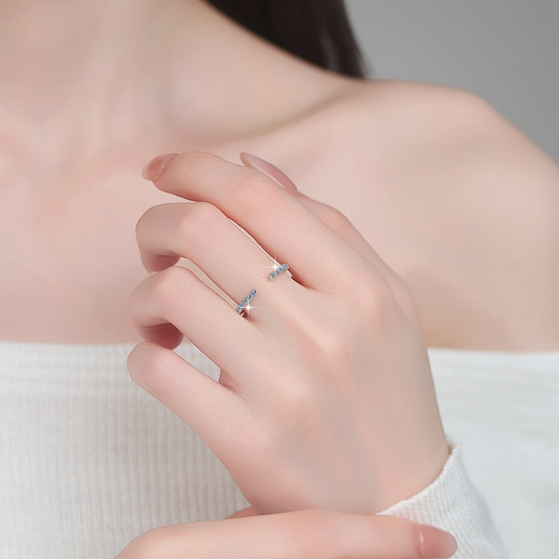 S925 Sterling Silver Adjustable Open Stackable Moissanite Ring-582(35%)