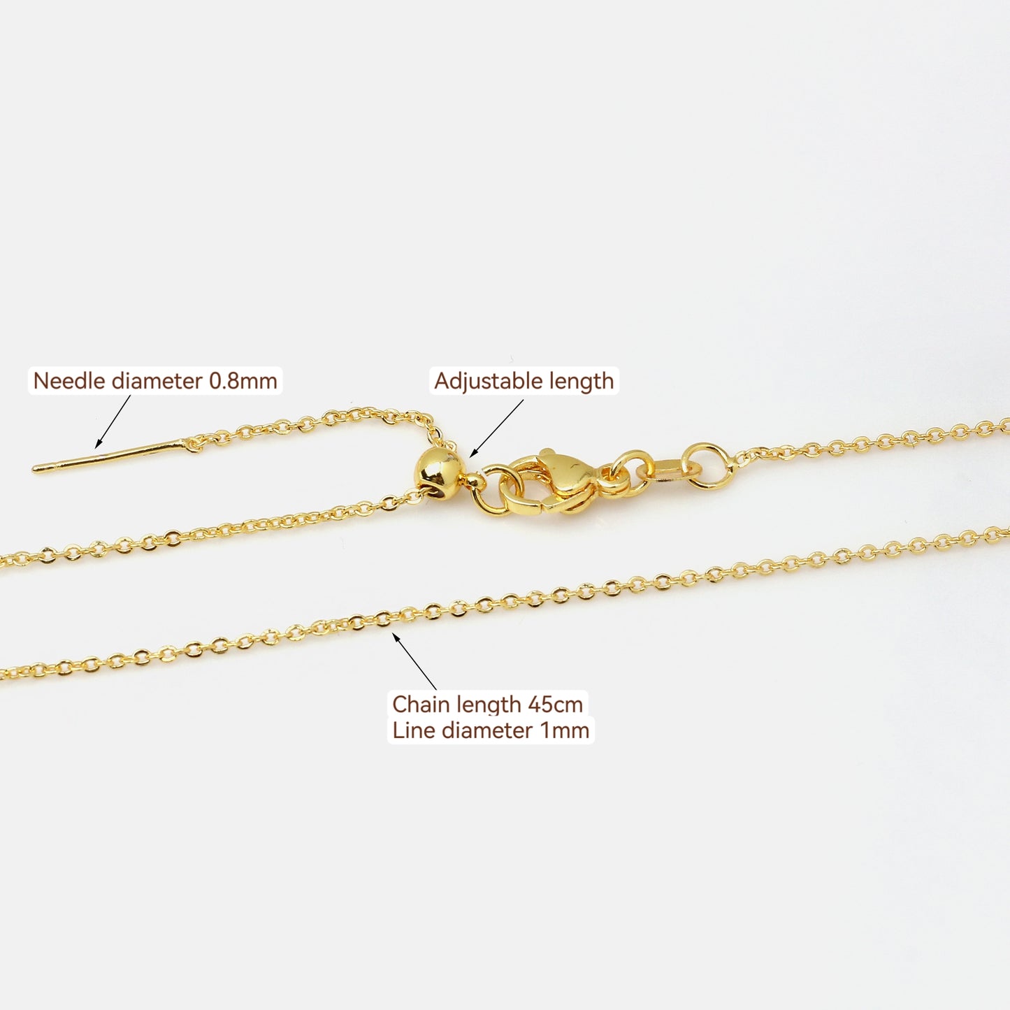 Adjustable Length O-chain For Jewelry DIY，Covered By 14/18K Real Gold Or Silver