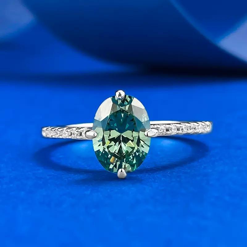 S925 Sterling Silver Purple Pigeon Egg Cut Oval Ring 6*8mm 6A Cubic Zirconia Ring-394(35%)