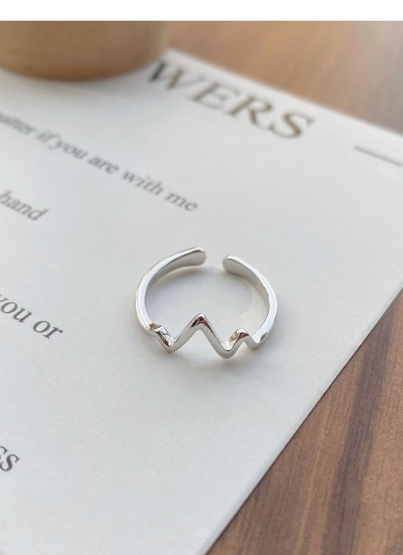 S925 Sterling Silver Simple ECG Ring Switchable Index Finger Women Ring-521(45%)