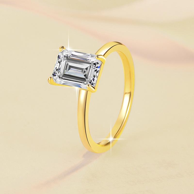 S925 Sterling Silver Grandma Rectangular Ring Synthetic Moissanite Ring 2Carat-447(25%)