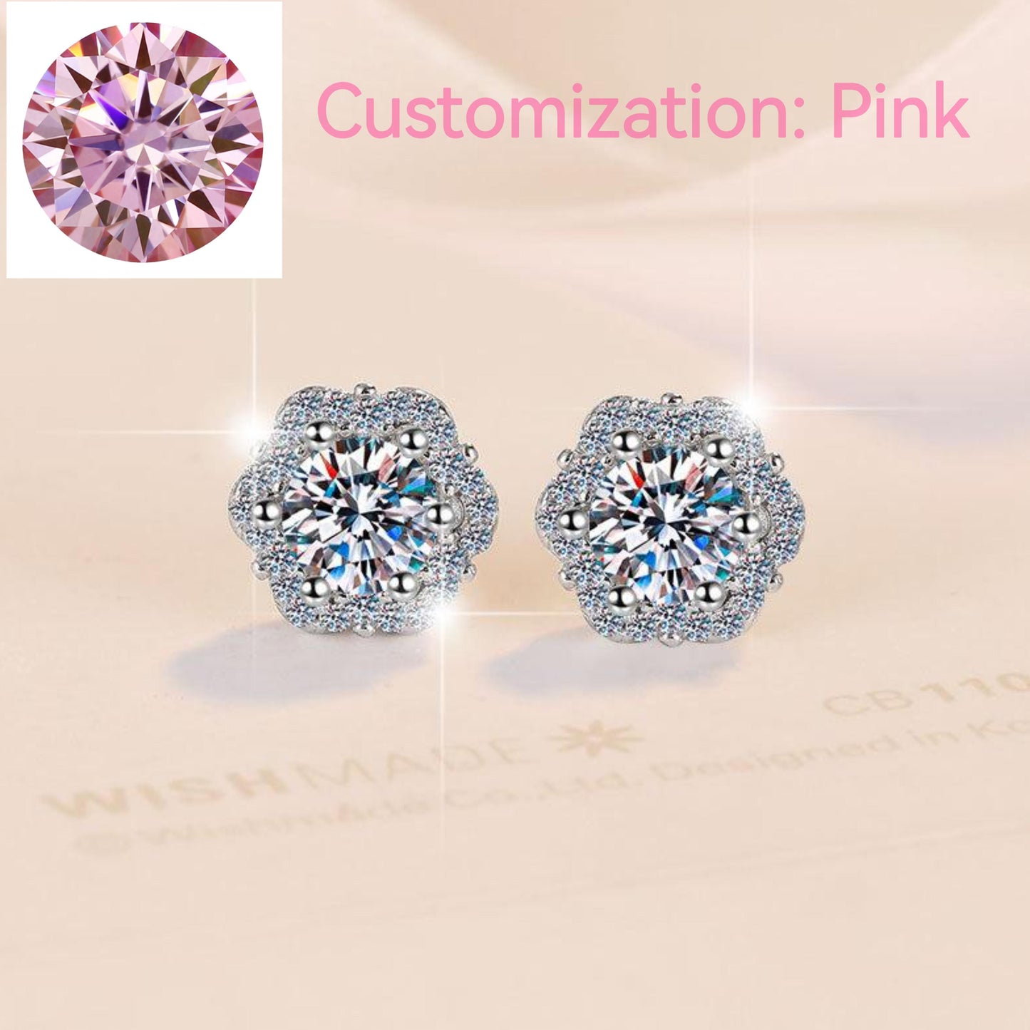 41. S925 Sterling Silver Little Flower Ear Stud Plum Blossom Synthetic Moissanite Earrings