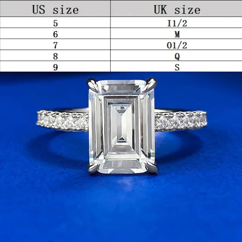 S925 Sterling Silver Grandma Cut Square Sugar Ring 7*10mm 6A Cubic Zirconia Ring Springtok-388(35%)