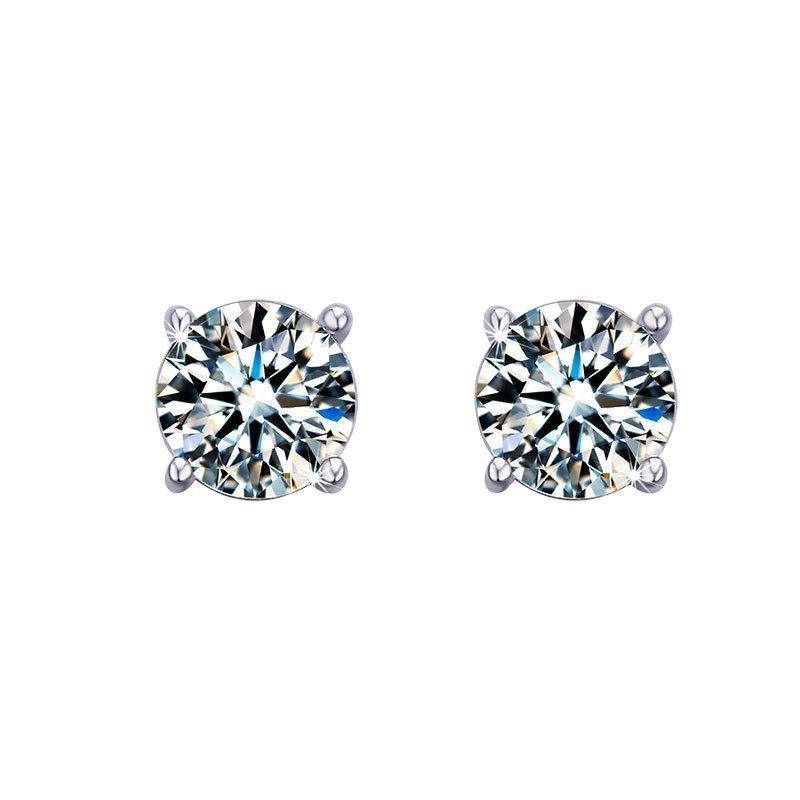 2. S925 Sterling Silver High Grade Synthetic Moissanite  Four-Claw Stud Earrings