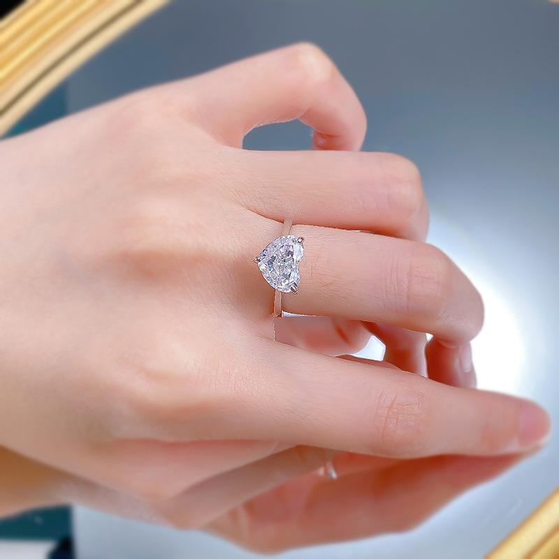 S925 Sterling Silver Ice Flower cut fat heart ring 10*8mm 8A cubic zirconia ring fashion jewelry accessory woman girl promise ring Springtok-354(35%)