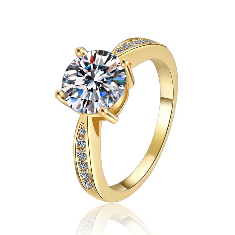 S925 Sterling Silver Four-claw Golden Ring Synthetic Moissanite Ring 2Carat-175(35%)