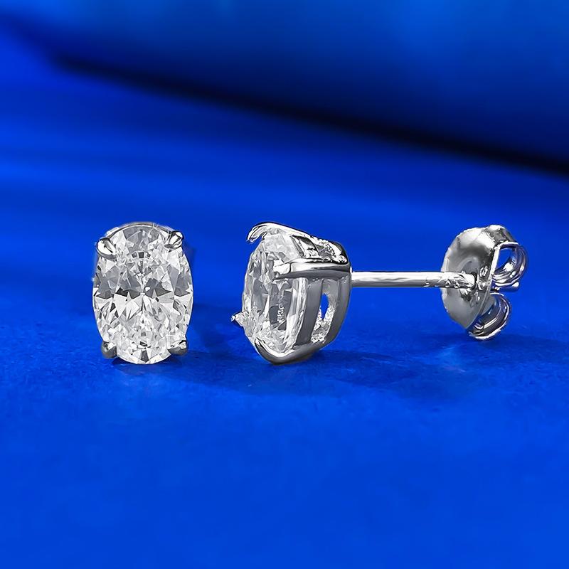 S925 Sterling Silver Oval Cut Oval Earrings 5*7 6A Cubic Zirconia Earrings Daily Life Earrings(35%)-600