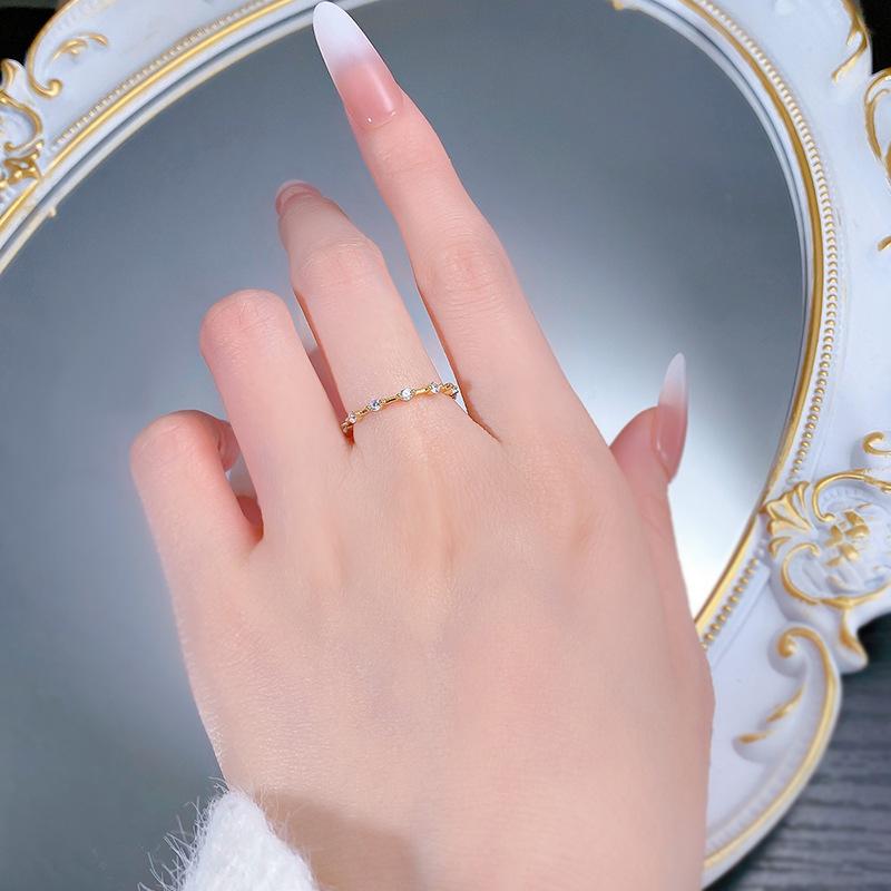 S925 Silver Golden-Plated Band 6A Cubic Zirconia Ring jewellery-116(45%)