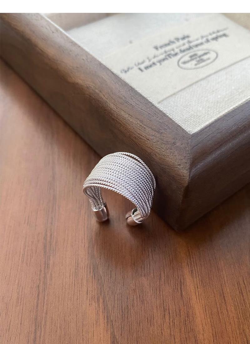 S925 Sterling Silver Minimalist Multi-layer Line Geometry Open Ring for Women -508(45%)