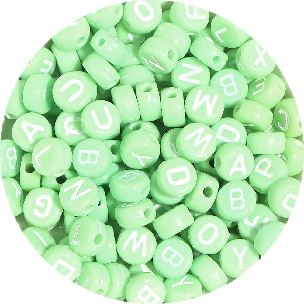 100 Pcs/Pack Acrylic Colorful Beads Mixed Color Flat round English Letters Loose Beads Diy Bracelet Beaded Material