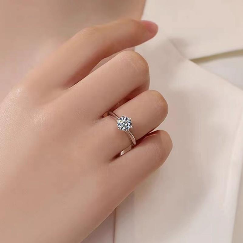 Purple-S925 Sterling Silver D Color Synthetic Moissanite Six-claws Ring 1/2/3/5 Carat-235(35%)