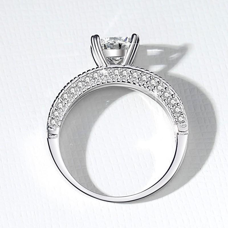 S925 Sterling Silver Engagement Square Ring Synthetic Moissanite Ring fashion jewelry accessory woman girl promise ring-176(35%)