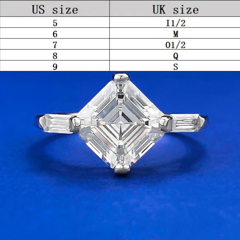 S925 Sterling Silver Asscher Cut Square Ring 8*8mm 8A Cubic Zirconia Ring fashion jewelry accessory woman girl promise ring-384(35%)