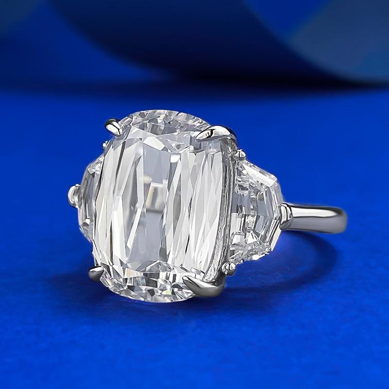 S925 Silver Fat Square Prism Cut Ring 10 * 14mm 8A Cubic Zirconia Ring fashion jewelry accessory woman girl promise ring-285(35%)