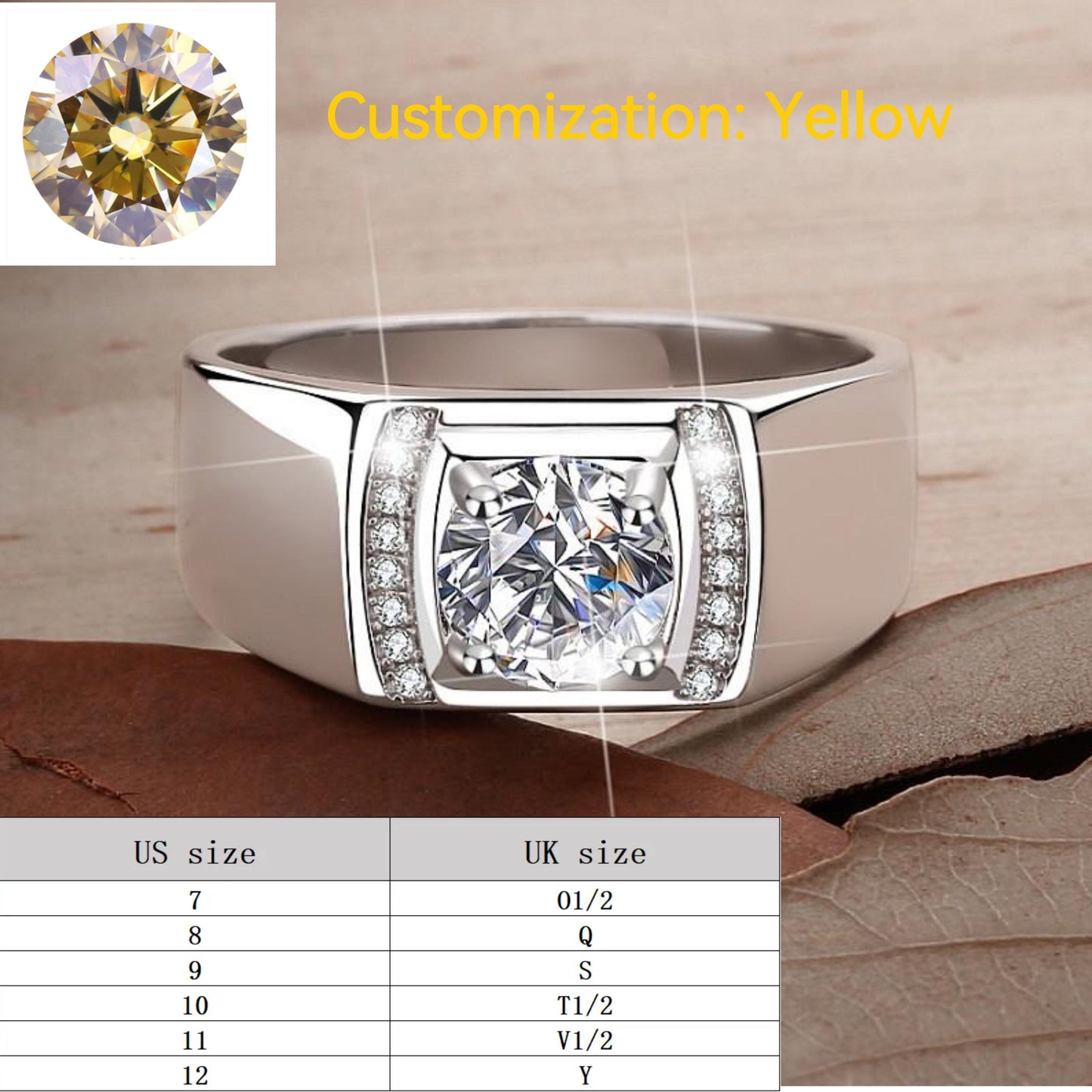 S925 Sterling Silver Man's Ring Inlaid with Super Flash Synthetic Moissanite elegant luxury daily life engagement ring-109(35%)