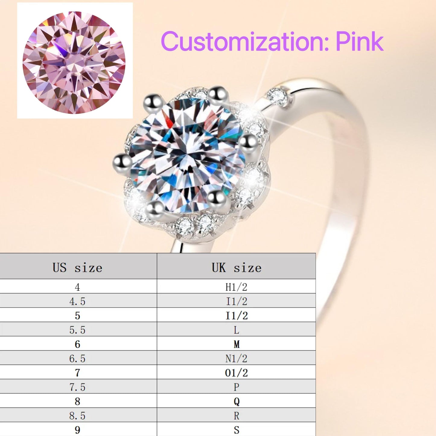 S925 Sterling Silver Six-Claw Ring Synthetic Moissanite Ring fashion jewelry accessory woman girl promise ring-244(35%)