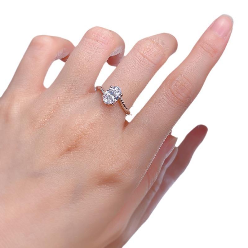 S925 Sterling Silver Oval Cut Oval Ring 6*9 6A Cubic Zirconia Ring fashion jewelry accessory woman girl promise ring-397(35%)