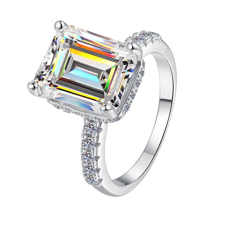 S925 Sterling Silver Grandma Rectanglar Synthetic Moissanite Ring 5/10Carat-221(1%)