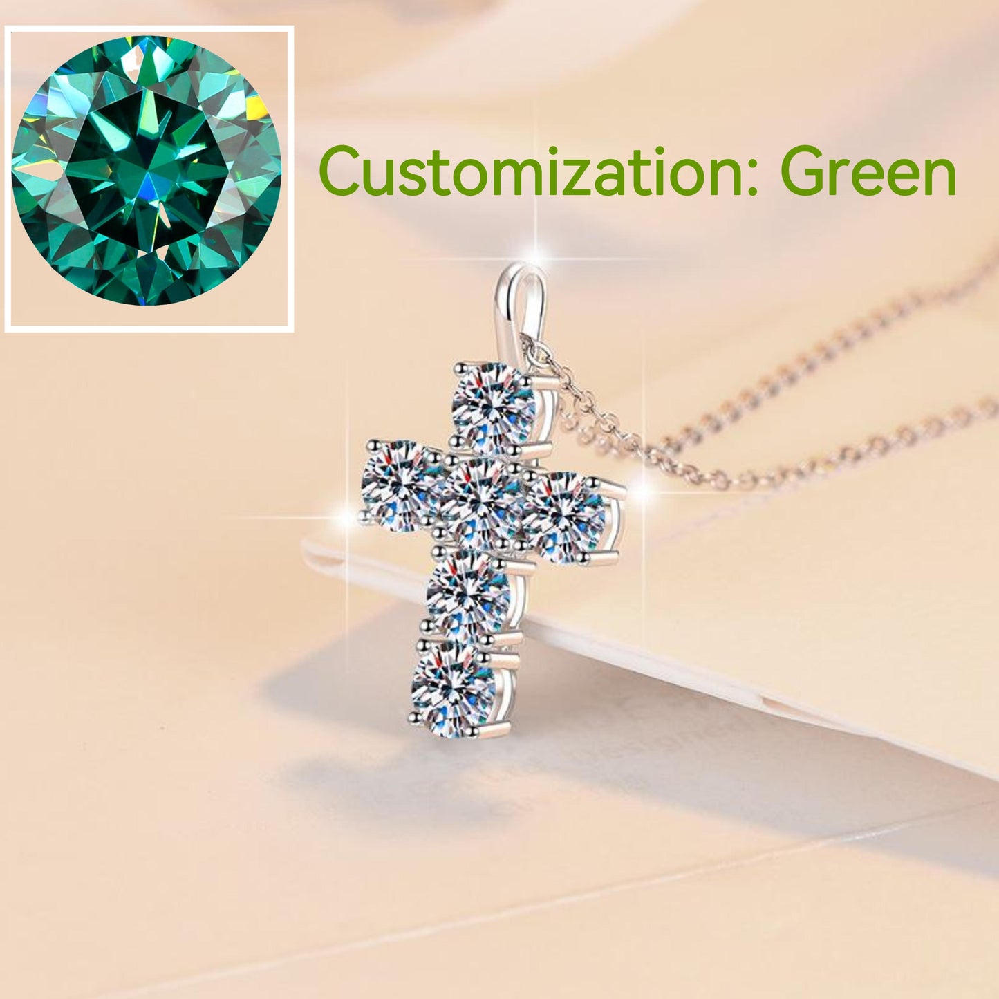 S925 Sterling Silver Synthetic Moissanite Big Cross Pendant birthday gift silver jewelry minimalist necklace pendant necklace-321(35%)