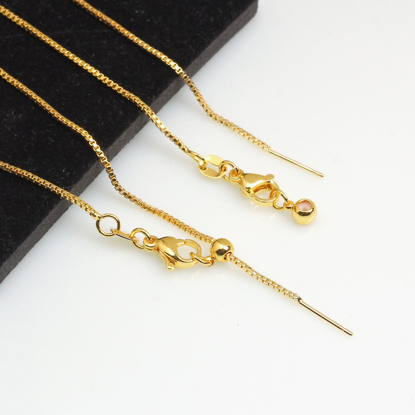 Adjustable Length Box Chain For Jewelry DIY，Covered By 14/18K Real Gold Or Silver