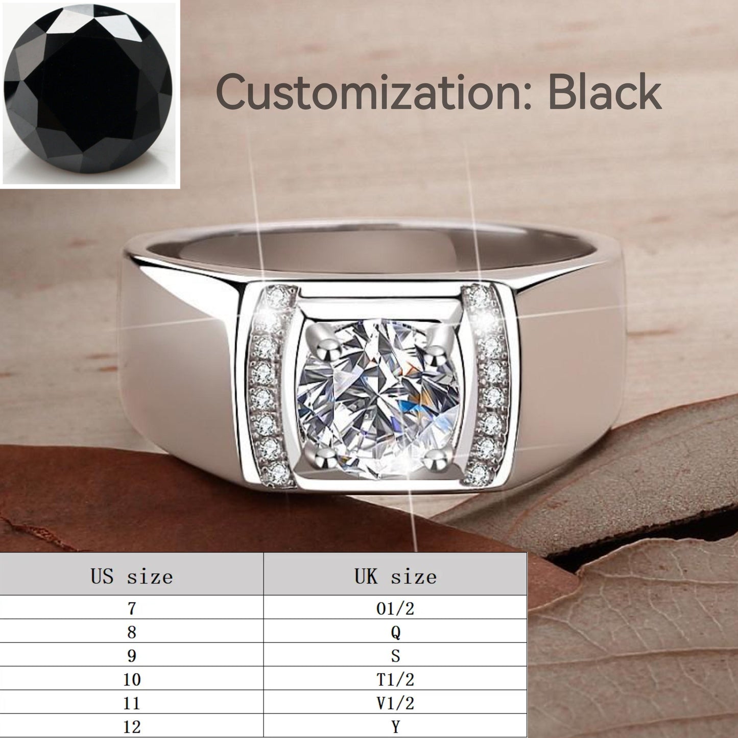 S925 Sterling Silver Man's Ring Inlaid with Super Flash Synthetic Moissanite elegant luxury daily life engagement ring-109(35%)