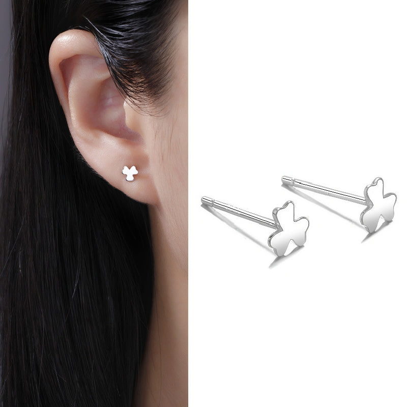 S999 Full Silver Ear Stud, Nourishing Ear Piercing, Prevent Allergies(A pair)