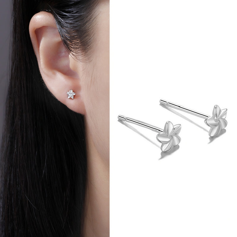 S999 Full Silver Ear Stud, Nourishing Ear Piercing, Prevent Allergies(A pair)