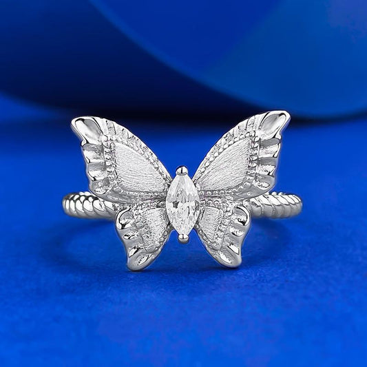 S925 Sterling Silver Brushed Dream Butterfly Ring fashion jewelry accessory woman girl promise ring Springtok-293(35%)