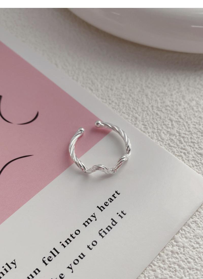 S925 Sterling Silver Simple Irregular Wave Braided Open Ring for Women - 513(45%)
