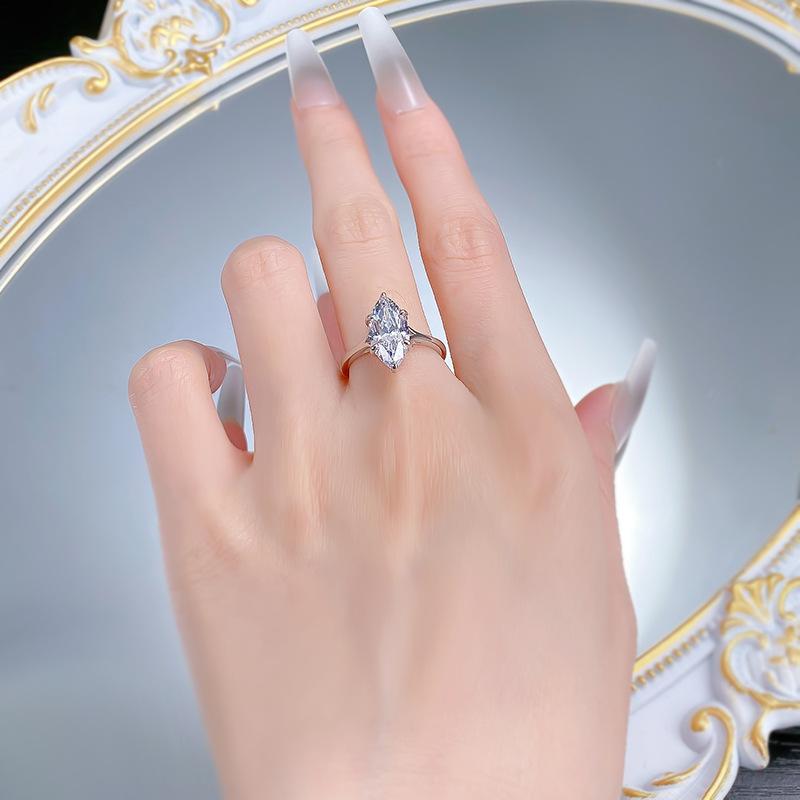 S925 Marquise Ring 7*14mm 6A Cubic Zirconia Ring Plain Circle fashion jewelry accessory woman girl promise ring-103(35%)