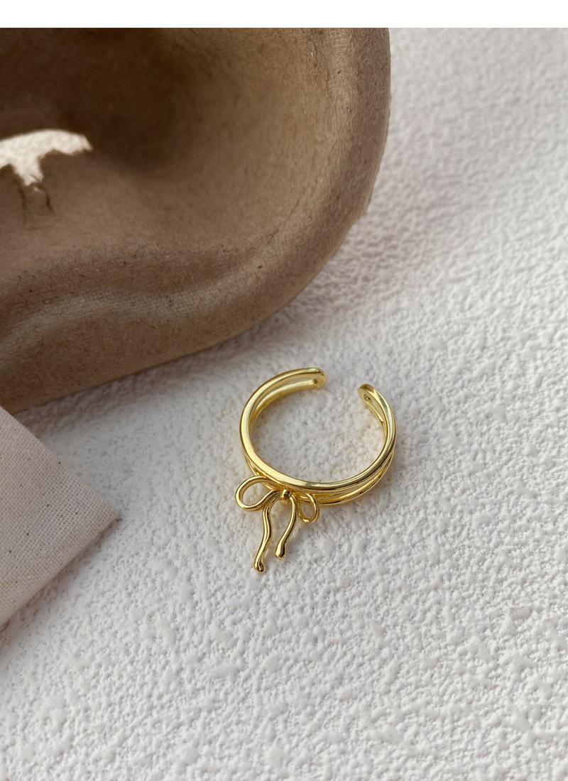 S925 Sterling Silver Simple Bowknot Ring for Women Open Ring -510(45%)