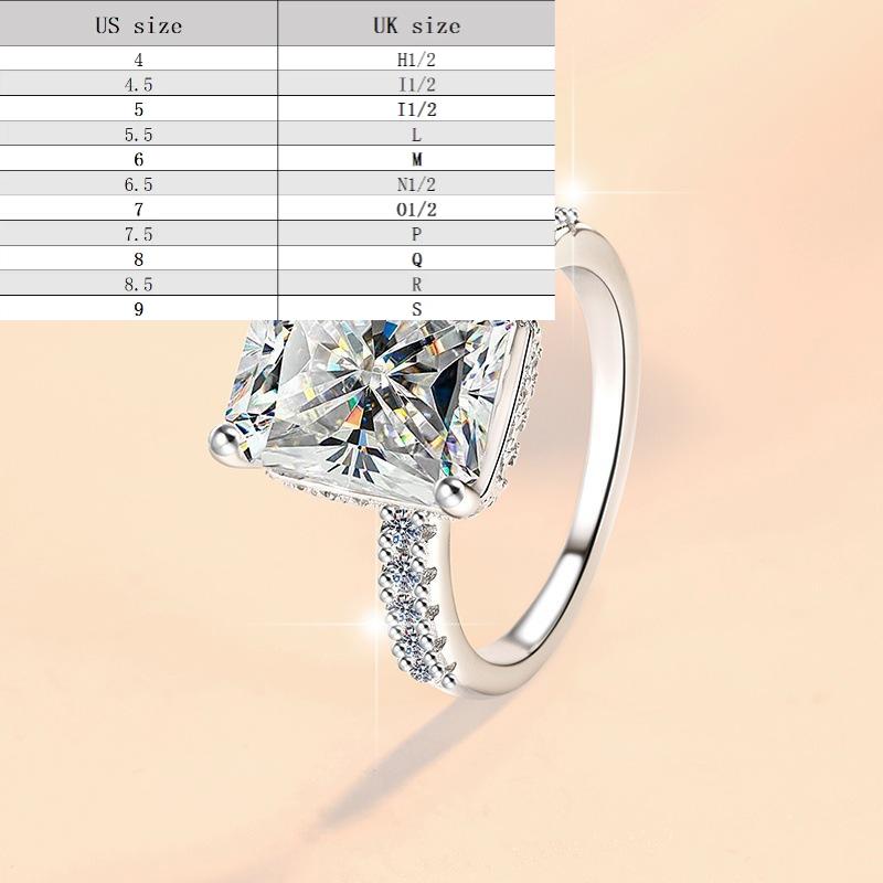 S925 Sterling Silver Radiant Rock Sugar Ring Synthetic Moissanite Ring 5/10Carats-158(1%)
