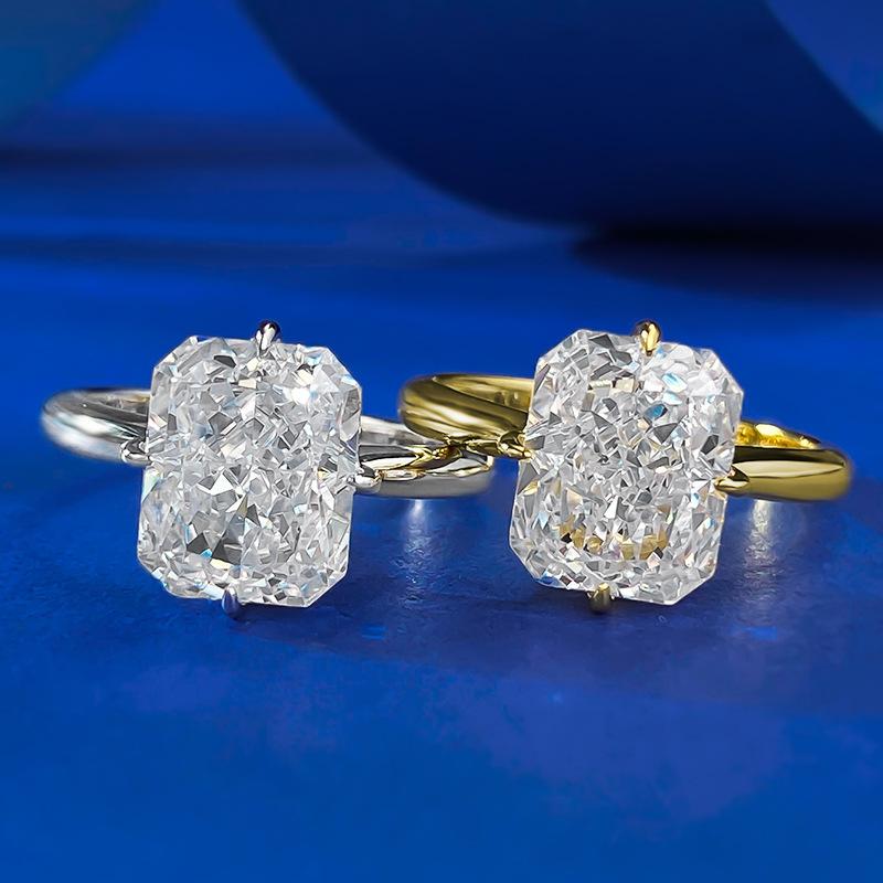 S925 Sterling Silver Ice Flower Cut Square Ring 8*10mm 8A Cubic Zirconia Ring fashion jewelry accessory woman girl promise ring-378(35%)