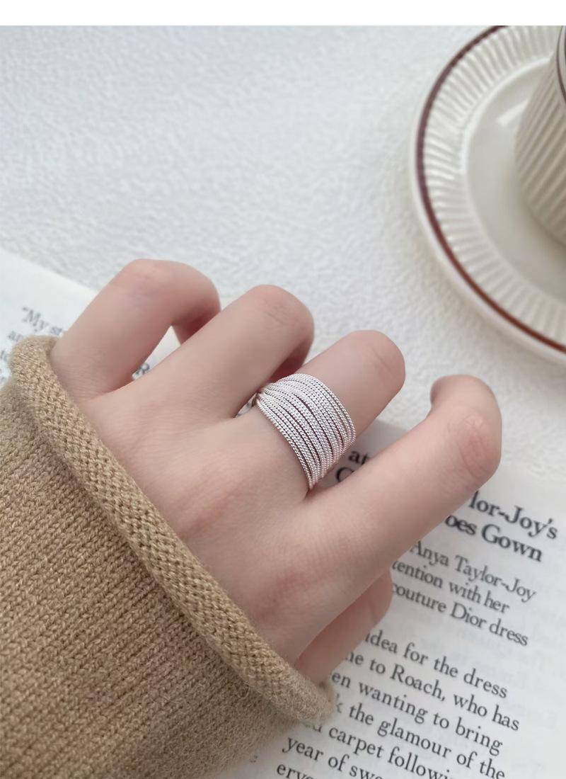 S925 Sterling Silver Minimalist Multi-layer Line Geometry Open Ring for Women -508(45%)