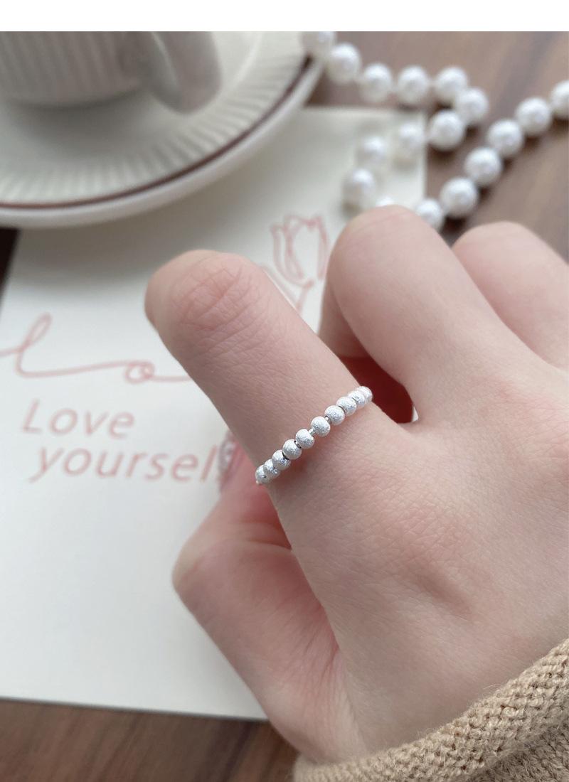 S925 Sterling Silver Matte Brushed Round Bead Ring for Women Open Ring -522(45%)