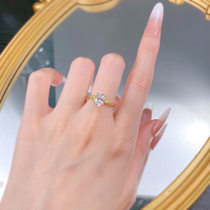 S925 Sterling Silver Oval Cut Oval Ring 6*8mm 6A Cubic Zirconia Ring-349(35%)