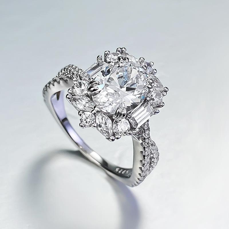 S925 sterling silver oval cut ring 7*9mm 6A cubic zirconia ring fashion jewelry accessory woman girl promise ring Springtok-280(35%)