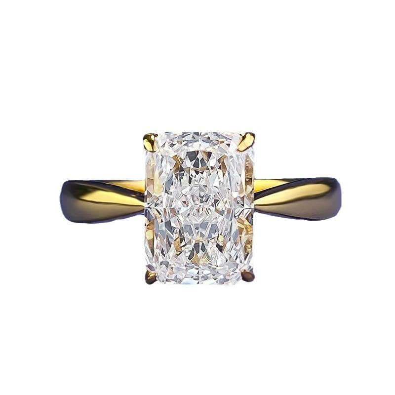 S925 Sterling Silver Ice Flower cut rectangular ring 7*10 8A cubic zirconia ring fashion jewelry accessory woman Girl promise ring springtok-353(35%)