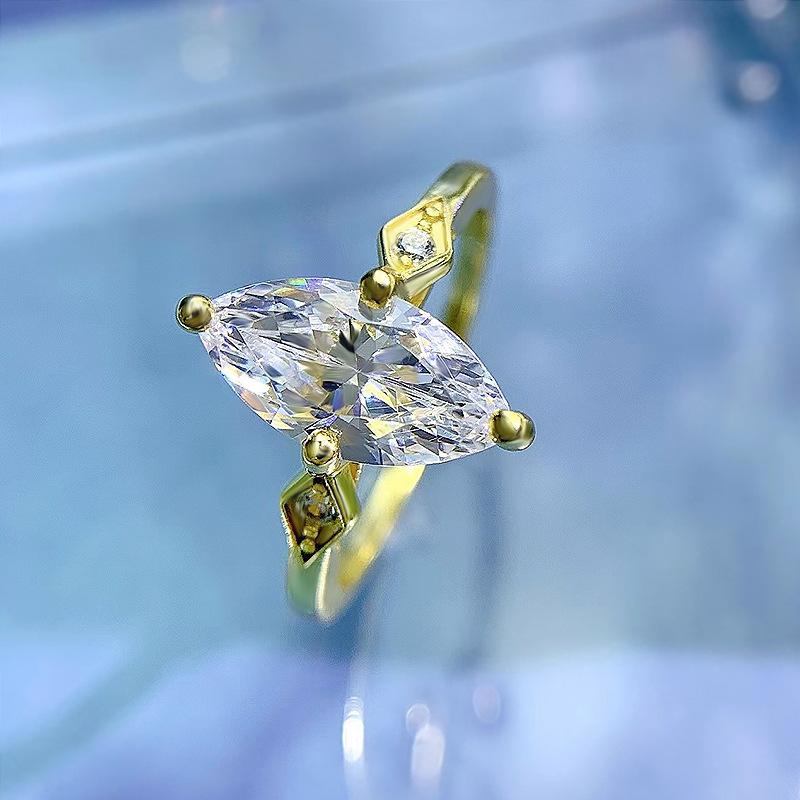 S925 Sterling Silver Marquise Horse Eye 6*12mm  6A Cubic Zirconia Ring-149(45%)