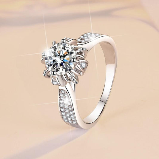 82. 925 Sterling Silver Rose Bud Ring Synthetic Moissanite Ring