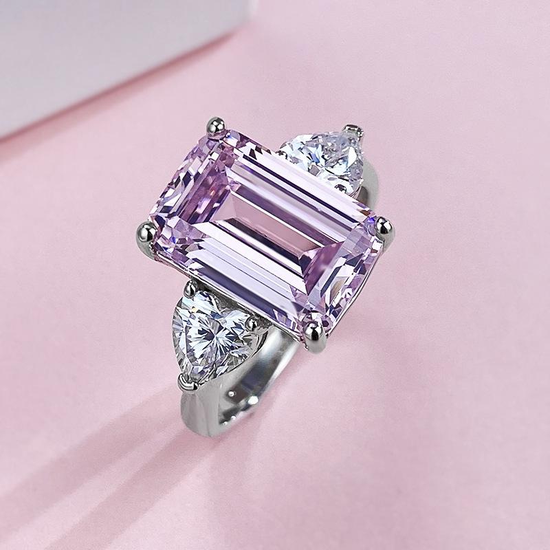 S925 Sterling Silver Grandma Cut Rock Sugar Ring 12*8mm 8A Cubic Zirconia Ring 5Carat-233(35%)