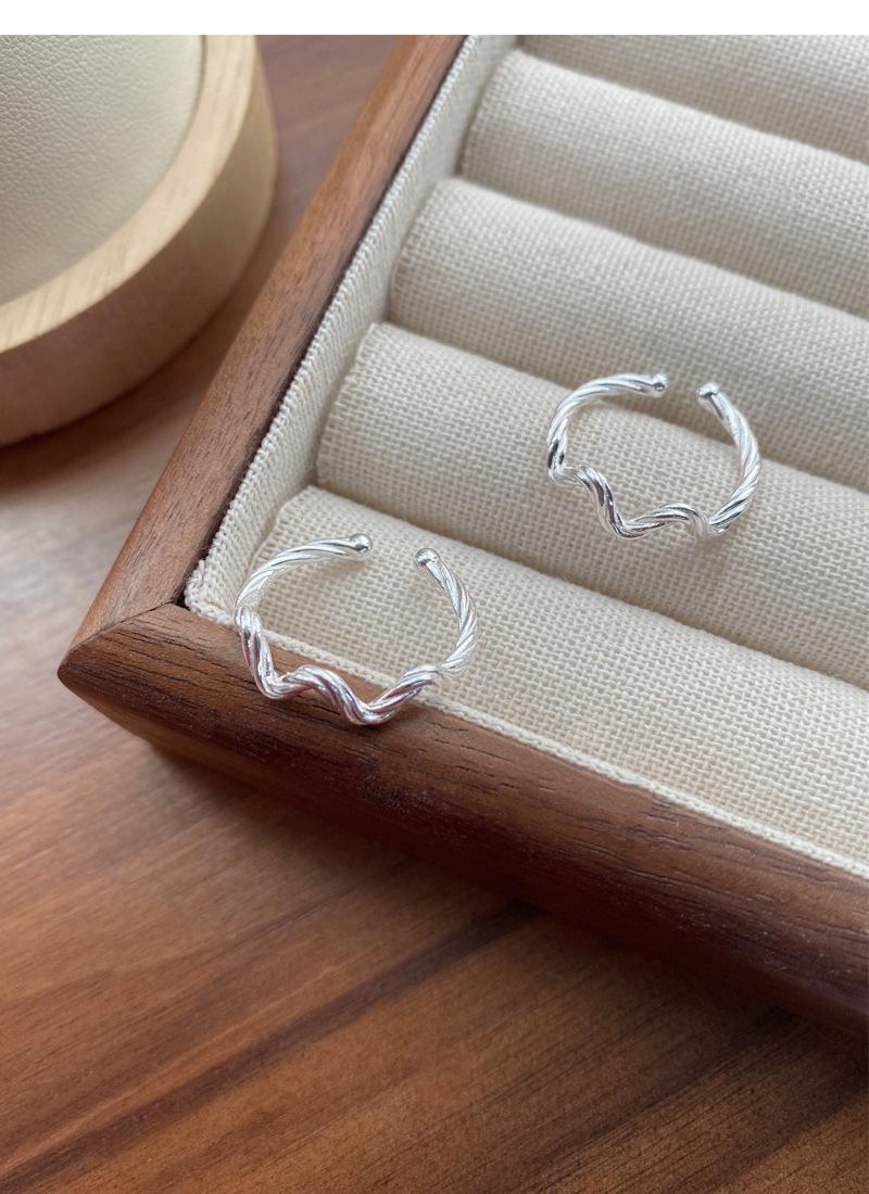S925 Sterling Silver Simple Irregular Wave Braided Open Ring for Women - 513(45%)