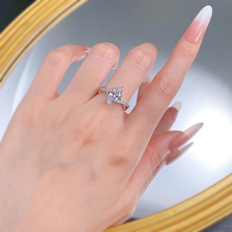 S925 Sterling Silver Marquise Cut Horse Eye Ring 6*12 6A Cubic Zirconia Ring fashion jewelry accessory woman girl promise ring-336(35%)